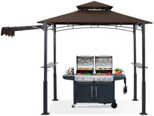 Elevate your outdoor grilling experience with the ABCCANOPY Grill Gazebo, featuring an extra awning and 2 LED lights for patio and backyard gatherings. Perfect for coffee-inspired BBQs!