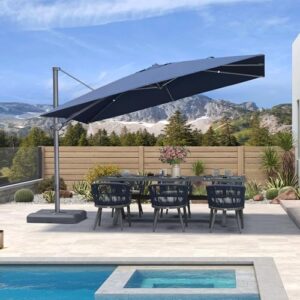 Here is the generated meta description:

"Add shade to your outdoor space with the Purple Leaf 11.5' x 8' tilting patio umbrella featuring heavy-duty aluminum and UV resistant design for long-lasting durability."