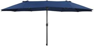 Enhance your outdoor living space with the Festival Depot 14.7 ft Patio Double-Sided Umbrella, featuring a large twin ventilation system and aluminum crank for easy opening. Perfect for porches, decks, backyards, and pools.