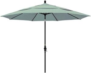 Here is the optimized SEO meta description:

"Stay cool and comfortable under the California Umbrella 11' Round Aluminum Market Umbrella's sturdy black pole with crank lift and collar tilt. Perfect for outdoor gatherings and events, this sunbrella spa umbrella measures 11 feet in diameter."