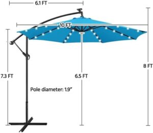 Elevate your outdoor gatherings with the Yaheetech 10 Ft Patio Offset Umbrella, featuring 32 LED lights and a cross base design for maximum shade. Perfect for backyard events!