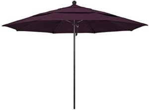 Enjoy shade and style with the California Umbrella 11' Round Aluminum/Fiberglass Umbrella, featuring a pulley lift and bronze pole. Perfect for outdoor gatherings in Pacifica Purple.