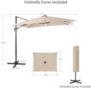 Here is the generated SEO meta description:

"Elevate your outdoor living space with this FLAME&SHADE patio umbrella featuring solar lights, 360-degree rotation and durable aluminum construction. Perfect for poolside, yard or garden use."