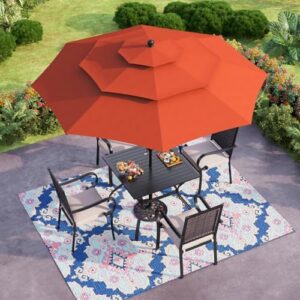 Here is the generated meta description:

"Elevate your outdoor gatherings with this 10ft auto-tilting patio umbrella featuring 3 tiers and sturdy 8-rib design, perfect for pool, garden or backyard events"