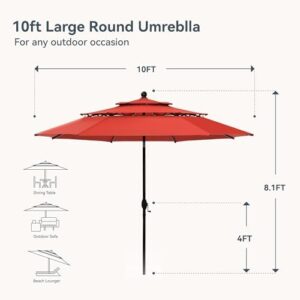 Here is the generated meta description:

"Elevate your outdoor gatherings with this 10ft auto-tilting patio umbrella featuring 3 tiers and sturdy 8-rib design, perfect for pool, garden or backyard events"