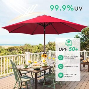 Here is the optimized SEO meta description:

"Add shade and style to your outdoor space with JEAREY's 10ft Olefin Patio Umbrella featuring auto tilt, sturdy ribs, and UV protection. Perfect for pool decks, gardens, and backyards."