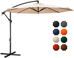 Discover the ultimate outdoor shade solution with Meway's 10ft Offset Cantilever Umbrella, featuring 8 sturdy ribs and a crank mechanism. Perfect for patios, pool decks, or backyards!