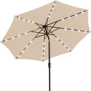 Discover the ultimate outdoor relaxation with JEAREY's 10FT LED lighted patio umbrella. Solar-powered and tilt-adjustable, this perfect poolside companion offers durable shade and ambiance.