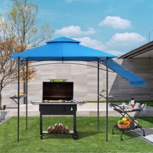 Here is the generated meta description:

"Upgrade your backyard BBQs with the COBANA Grill Gazebo's steel frame, double-tiered canopy and bar counters. Ideal for outdoor gatherings, perfect for 8x5' spaces."
