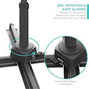 Here is the optimized meta description:

"Shade your outdoor space with this 10ft solar-powered patio umbrella featuring 360-degree rotation and LED lights. Perfect for backyard, deck, or poolside use."