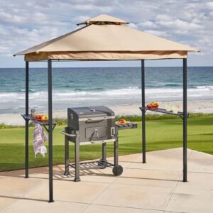 Here is your SEO meta description:

"Upgrade outdoor dining with the BrylaneHome BBQ Grillzebo in khaki, featuring a sturdy frame and adjustable grill height. Perfect for family gatherings and BBQ parties."