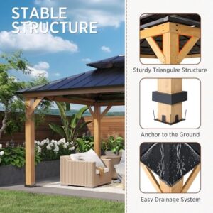 Discover the COOS BAY 11x13 Hardtop Gazebo with Cedar Wood Frame and Galvanized Steel Double Roof, perfect for garden, lawn, poolside, patio, or deck.