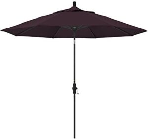 Here's your optimized meta description:

"Elevate outdoor gatherings with the California Umbrella 9' Round Aluminum Market Umbrella. Crank lift and collar tilt ensure effortless shade, while Pacifica Purple adds a pop of color to any setting."