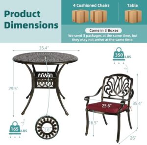 Discover the MEETWARM 5 Piece Outdoor Furniture Patio Dining Set, featuring all-weather cast aluminum construction and comfortable cushioned chairs. Perfect for backyard gatherings!