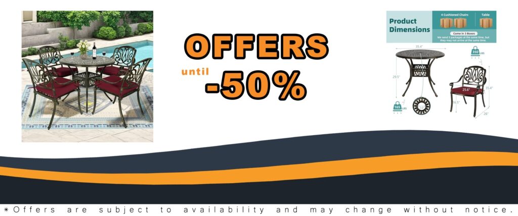 MEETWARM Outdoor Furniture 5-Piece Patio Dining Set All-Weather Cast Aluminum