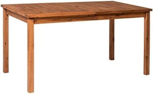 Enhance your outdoor gatherings with the Walker Edison Dominica Contemporary Slatted Outdoor Dining Table, measuring 34 inches in brown. Perfect for casual dining and socializing. Save on your next purchase!