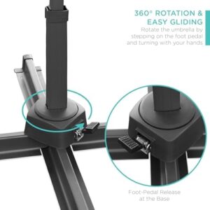 Discover a bright outdoor living space with this Best Choice Products 10ft Solar LED Cantilever Patio Umbrella featuring 360-degree rotation, easy tilt, and cross base. Perfect for backyard, deck, or poolside use, with energy-saving solar lights included.