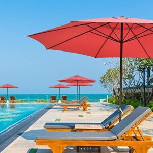 Here is the optimized meta description:

"Elevate your outdoor space with this large 13FT UV-protected umbrella featuring 30+ aluminum ribs and a sturdy base, perfect for patios, decks, gardens, and more."