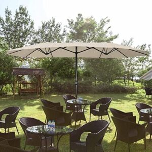 Here is the generated meta description:

"Stay cool and shaded with this Yescom 15FT patio umbrella, featuring double-sided twin canopy, UV30+ water fade resistant design, perfect for outdoor events, parties, or wedding gatherings."