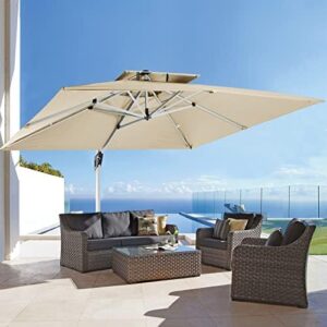"Maximize outdoor living space with the ABCCANOPY 9ft Patio Umbrella, featuring windproof design and 360-degree rotation for effortless shade. Perfect for backyards, gardens, decks, or pools."