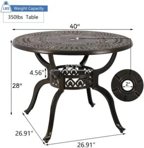 Enjoy al fresco dining with this Cast Aluminum Patio Table featuring an umbrella hole, perfect for backyard gatherings.