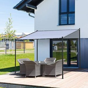 Here is the optimized SEO meta description:

"Create a shaded outdoor retreat with Outsunny's 9' x 10' pergola canopy, featuring durable gray steel and water-resistant fabric. Perfect for gardens, backyards, or poolside gatherings."