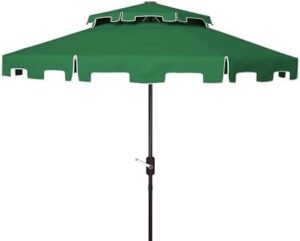 Add shade and style to your outdoor space with the SAFAVIEH Outdoor Collection Zimmerman Dark Green/White 9FT Double Top Market Umbrella, featuring a sturdy steel frame and water-resistant canopy. Perfect for patios, decks, or backyards, enjoy up to 50% off and free shipping today!