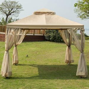 Enjoy outdoor gatherings with the Sunnyglade 10' x10' gazebo canopy, featuring a soft top and versatile design for patios, gardens, or parties.