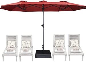 Enhance your outdoor space with the SUPERJARE 13FT patio umbrella featuring a durable base and double-sided canopy. Perfect for decks, markets, and backyards - burgundy color available.