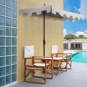 Elevate your outdoor living space with Jonathan Y's Half Umbrella UMB1200A, featuring 9 ft. classic design, crank, wind vent, and UV protection in gray/white.