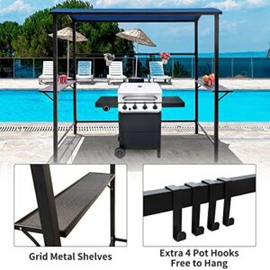 Here is the optimized meta description:

"Transform your outdoor space with Verano Garden Grill Gazebo's 8'L X 4.6'W canopy and metal shelves, perfect for parties and BBQs. Enjoy shade and storage in one elegant setup."