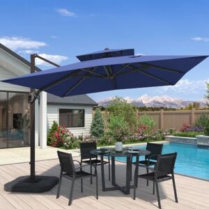 Here is the meta description:

"Elevate your outdoor space with this heavy-duty aluminum patio umbrella, featuring 7-level tilt and 360-degree rotation for perfect shade. Perfect for pool, garden, or deck use."