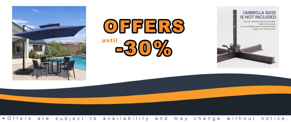 Large Heavy Duty Aluminum Patio Umbrella with 7 Level Tilt and 360-degree Rotation