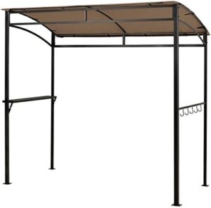 Here is the generated SEO meta description:

"Enhance your outdoor gatherings with Tangkula's 7ft Grill Gazebo, featuring a serving shelf and storage hooks. Enjoy shaded BBQs and parties under its heavy-duty steel frame canopy."