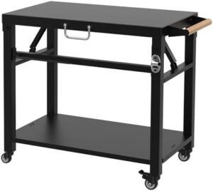 Upgrade your outdoor grilling experience with the Foldable Grill Cart Table, perfect for Blackstone, Weber, Ninja, and more. Compact design with 4 casters for easy mobility, ideal for camping trips.