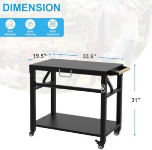 Upgrade your outdoor grilling experience with the Foldable Grill Cart Table, perfect for Blackstone, Weber, Ninja, and more. Compact design with 4 casters for easy mobility, ideal for camping trips.