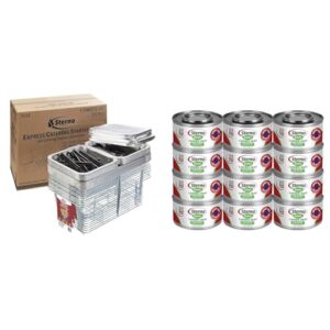 Elevate your catering game with Sterno's 9-pack set, featuring chafing dishes, food pans, and serving utensils. Includes 12-pack of 2.25 hour green fuel for a seamless dining experience. Perfect for events and gatherings!