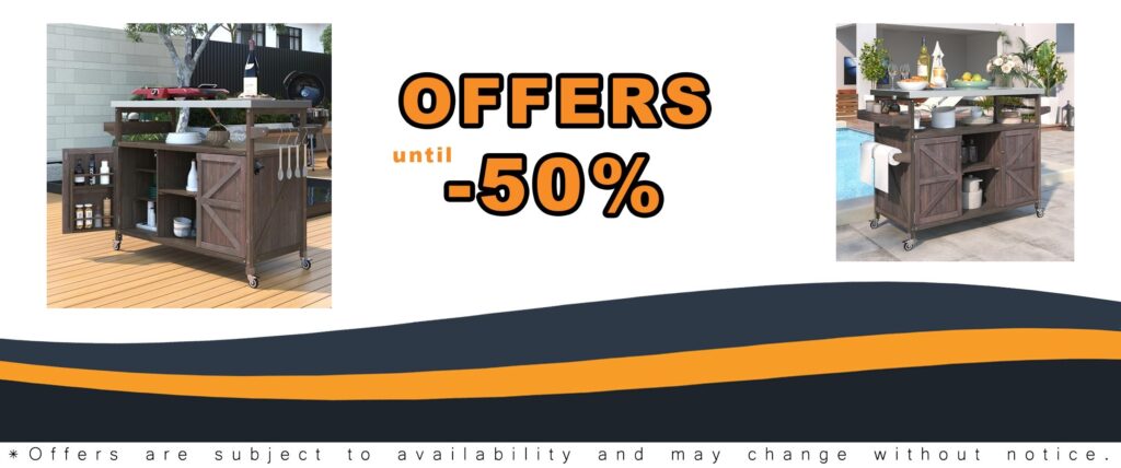 Portable Outdoor Kitchen Island on Wheels with Storage