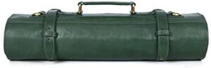 Optimize your kitchen storage with this leather knife roll bag featuring 10 adjustable pockets and a detachable shoulder strap. Perfect for chefs on-the-go!