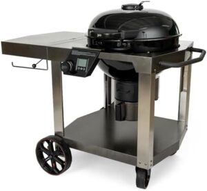 Here is the generated meta description:

"Upgrade your outdoor cooking experience with LoCo Cookers SmartTemp Kettle Grill and Cart, compatible with charcoal or wood, featuring 22.5 inches of grilling space."