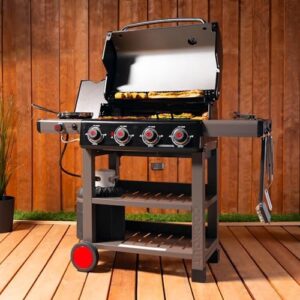 Boost backyard gatherings with the Coleman Cookout Propane Grill featuring 4 burners, side burner, and ample storage. Enjoy 36,000 BTUs of cooking power, plus Instastart ignition and a spacious 637-sq. in. cooking surface.
