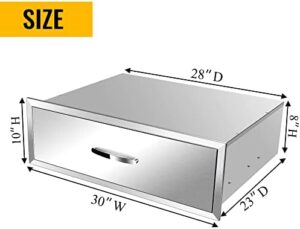 Here is the optimized meta description:

"Elevate your outdoor kitchen with this 30" stainless steel drawer, perfect for storing BBQ essentials. Includes handle and single access design."