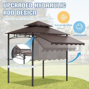 Here is the generated SEO meta description:

"Upgrade your backyard gatherings with the Grepatio Outdoor BBQ Gazebo, featuring extra adjustable shade, 2-tier grill canopy, and ample storage space for utensils and accessories. Perfect for poolside, garden or patio events."