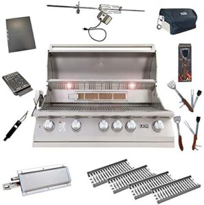 Here is the generated SEO meta description:

"Savor backyard dining with Lion's L90000 natural gas grill featuring 4 ceramic tubes, flame tray, and searing burner. Complete package deal includes 5-in-1 BBQ tool set."