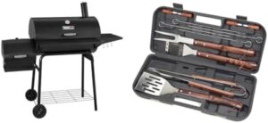 Here is the optimized SEO meta description:

"Upgrade your outdoor cooking experience with Royal Gourmet's 30" BBQ charcoal grill and offset smoker. Features 811 sq in cooking surface, perfect for camping and outdoor gatherings. Includes Cuisinart tool set."