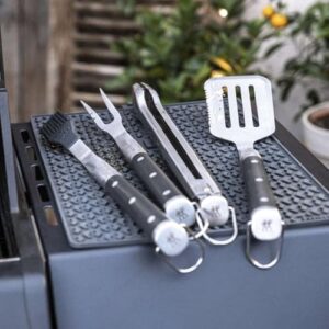 Here is the generated SEO meta description:

"Elevate your grilling experience with this 5-piece grill tool set, featuring durable utensils and a carrying case for effortless transport. Perfect for backyard cooks and BBQ enthusiasts."