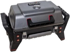Portray the perfect outdoor cooking experience with Charbroil's Grill2Go X200, featuring Amplifire Cooking Technology and stainless steel construction for a durable portable propane gas grill.