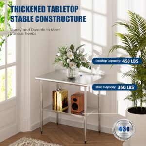 "Elevate your commercial or outdoor space with this stainless steel table featuring a backslash and adjustable undershelf. Perfect for restaurants, hotels, and garages."