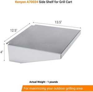 Elevate your grilling experience with Kenyon's A70024 Side Table, a marine-grade stainless steel grill accessory perfect for indoors or outdoors. Enjoy extra space on the grill and easy attachment/removal.