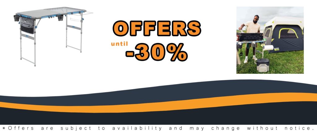 “Outdoor Cook Table – 4 Foot Adjustable Height with Storage for Cooking Accessories”